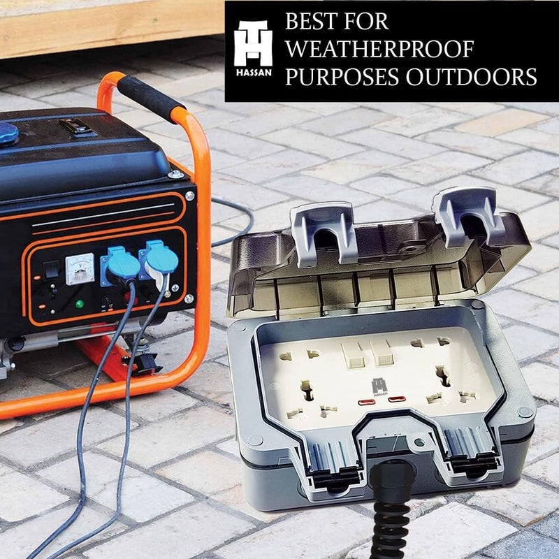 weatherproof outdoor universal double extension for generator with heavy duty wire (10 meter) - Image 4