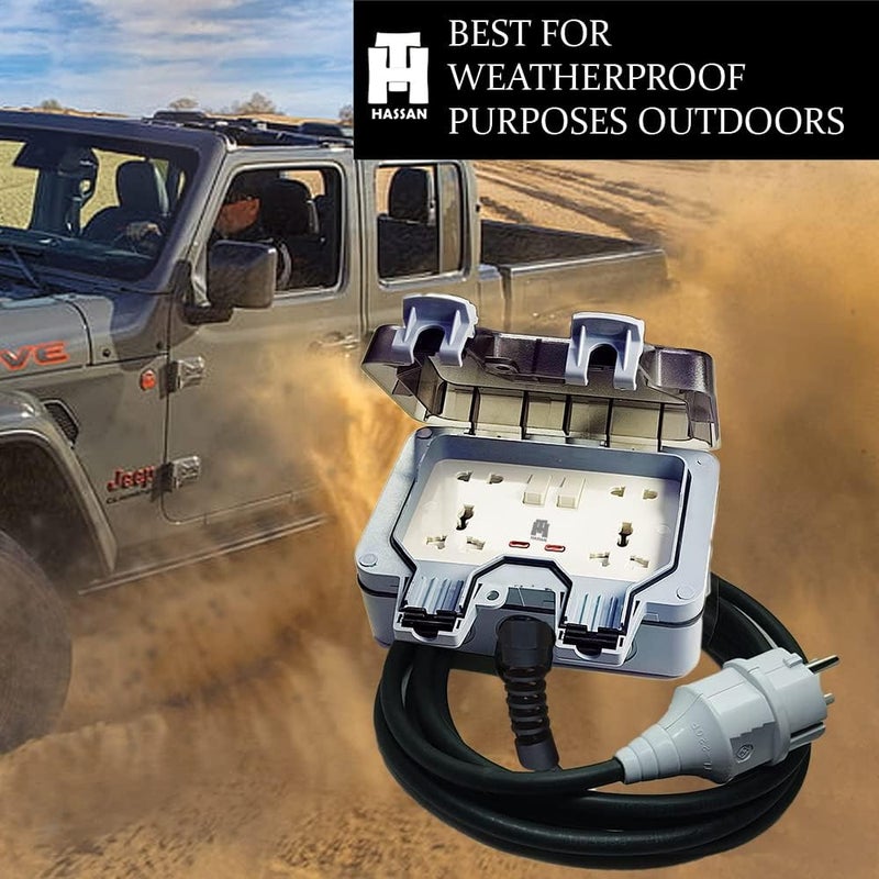weatherproof outdoor universal double extension for generator with heavy duty wire (10 meter) - Image 5