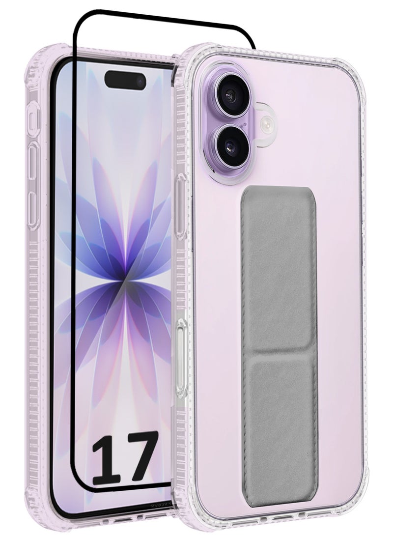 CATANES 2 Packs Finger Grip Clear Case Cover for iPhone 17- Kickstand Car Magnetic Holder Multi-function Protective Two-in-one Case with 3D Screen Protector - Grey - Image 1