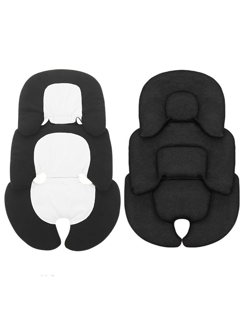 بطانة وسادة مقعد الطفل لعربة الأطفال، وسادة دعم الرأس والجسم، إدراج مقعد سيارة الرضع، لحديثي الولادة إلى وسادة عربة الأطفال الصغار، حجب اللون الرمادي والأبيض - Image 1