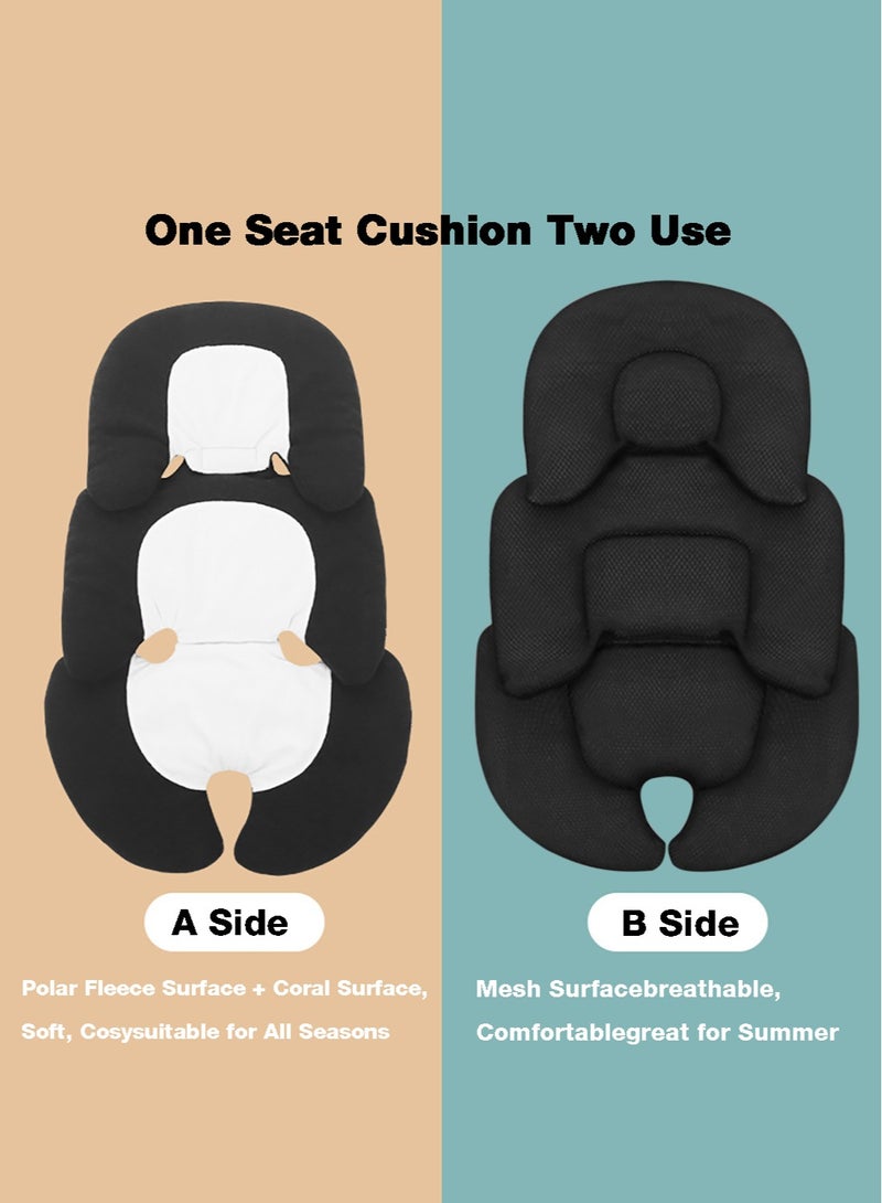 بطانة وسادة مقعد الطفل لعربة الأطفال، وسادة دعم الرأس والجسم، إدراج مقعد سيارة الرضع، لحديثي الولادة إلى وسادة عربة الأطفال الصغار، حجب اللون الرمادي والأبيض - Image 2