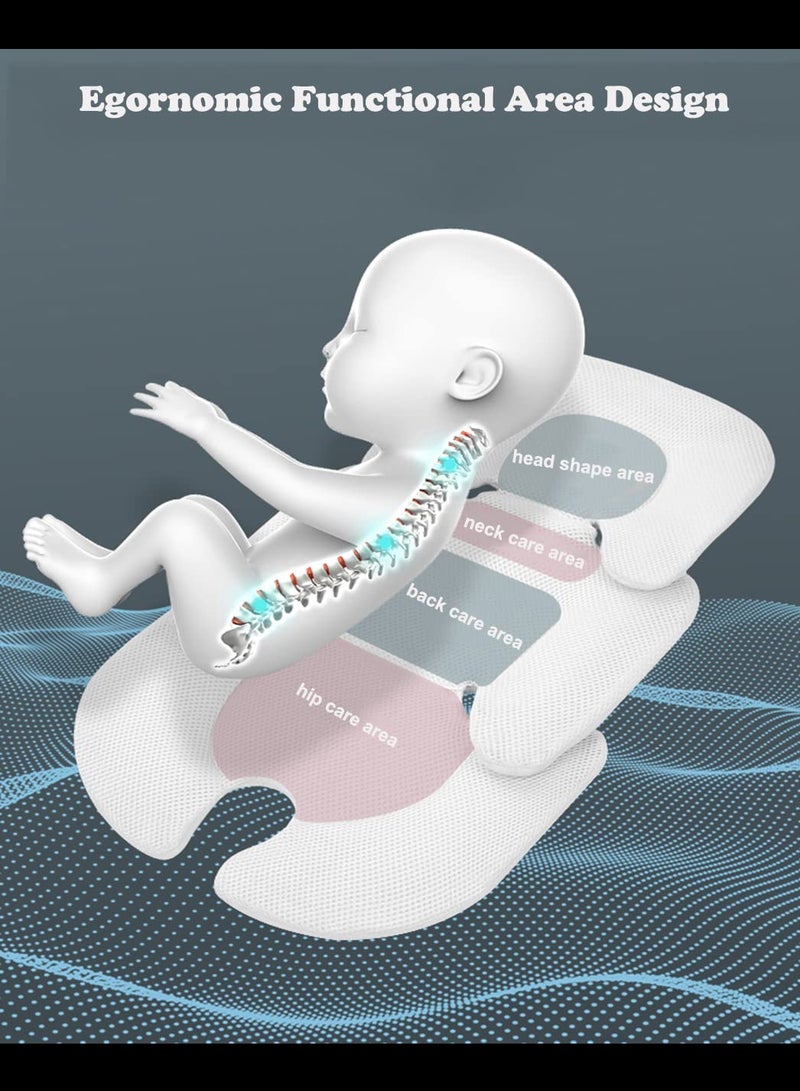 بطانة وسادة مقعد الطفل لعربة الأطفال، وسادة دعم الرأس والجسم، إدراج مقعد سيارة الرضع، لحديثي الولادة إلى وسادة عربة الأطفال الصغار، حجب اللون الرمادي والأبيض - Image 4