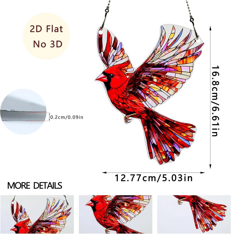 thmnj Red Bird Ornaments Colorful Window Hanging Decorations Home Wall Decor for Indoor Outdoor - Image 2