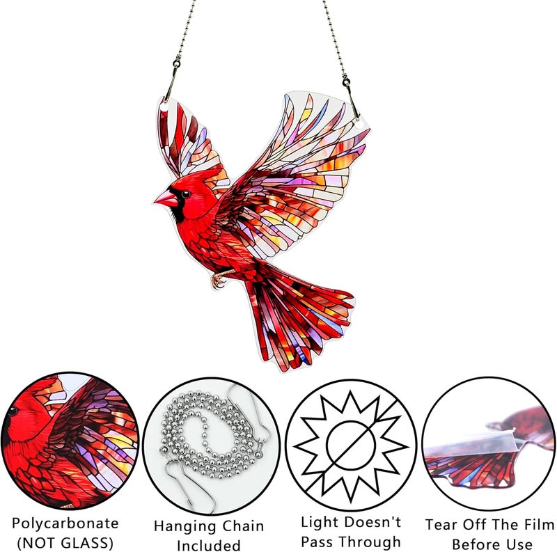 thmnj Red Bird Ornaments Colorful Window Hanging Decorations Home Wall Decor for Indoor Outdoor - Image 3