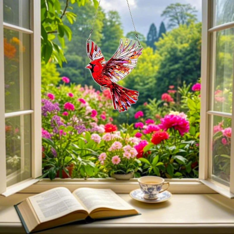 thmnj Red Bird Ornaments Colorful Window Hanging Decorations Home Wall Decor for Indoor Outdoor - Image 5