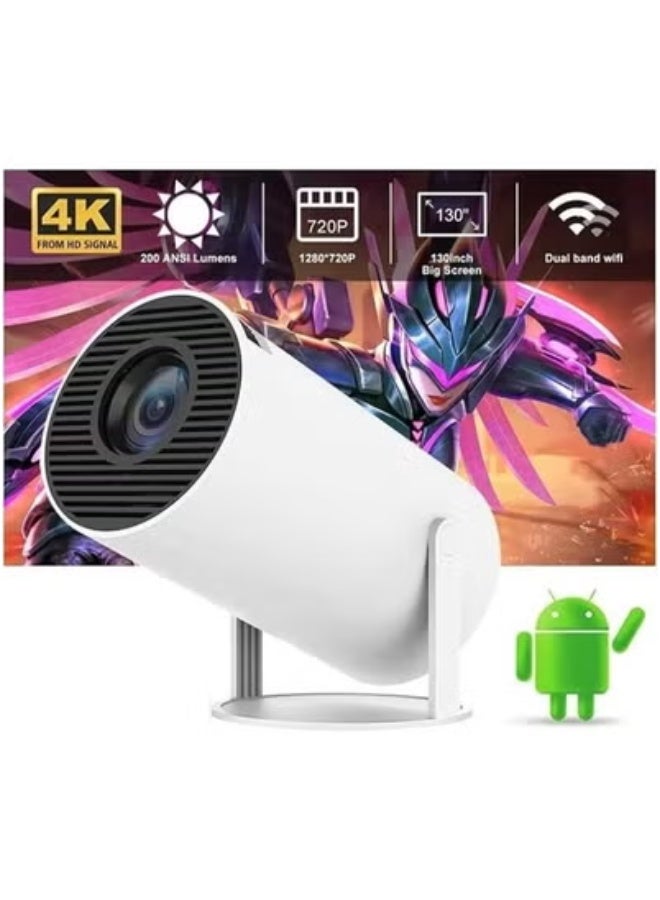 HY300 Mini Smart Projector 4K Support | Android 11 WiFi 6 & Bluetooth 5.0 | 1080P Full HD Display with Native 720P Resolution | Compact Beam Projector for Movies, Games & Streaming | Built-In Speakers, HDR Display | Indoor & Outdoor Use