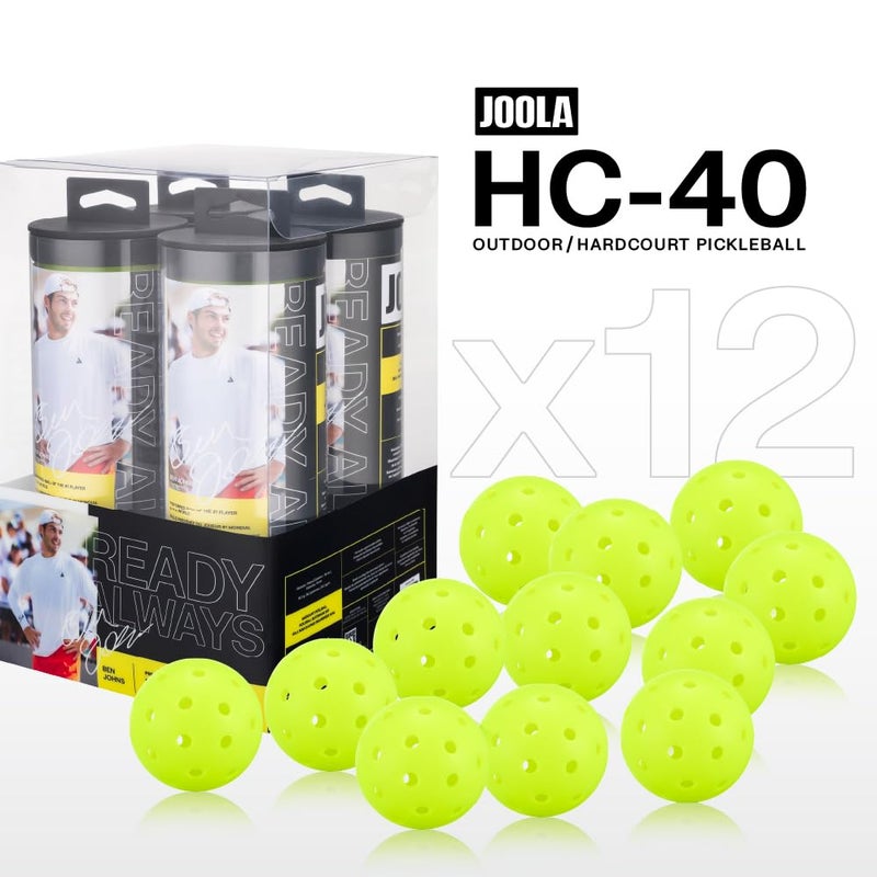 JOOLA HC-40 Hardcourt Pickleball Balls with Storage Tube - USAP Approved Balls for Tournament Play - 3 Pack or 12 Pack Option - Durable Pickleballs for Indoor Play & Outdoor Courts - Image 2