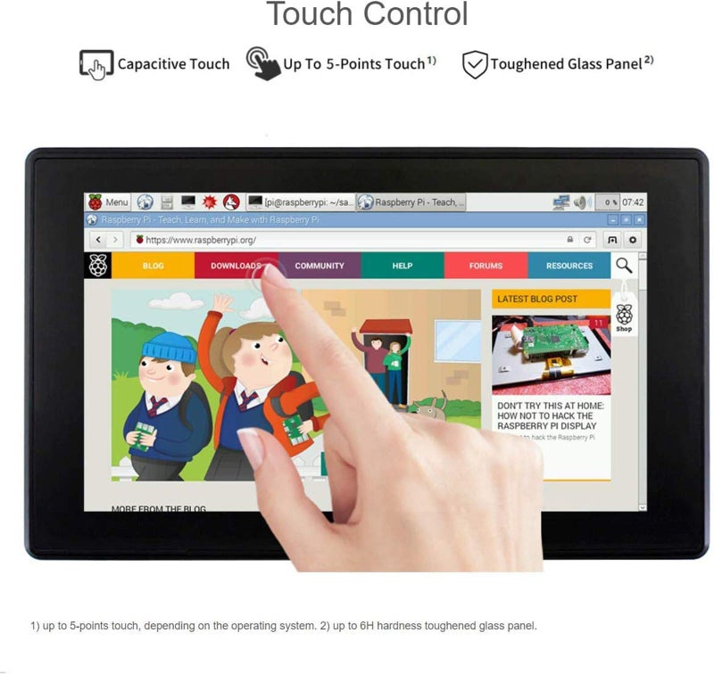 Ingcool 7inch HDMI LCD with Case for Raspberry Pi Capacitive Touchscreen 1024Ã—600 IPS Display Screen Monitor Compatible with Raspberry Pi 4B/3B+/3B/Zero/Jetson Nano Support Windows 10/8.1/8/7 - Image 3