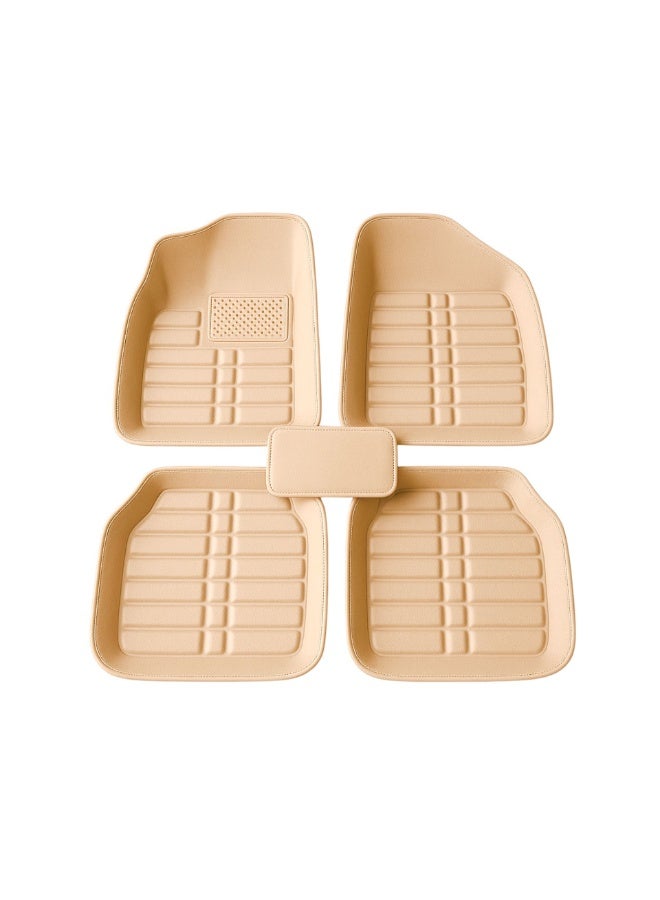 5-piece 3D floor mat set, beige color