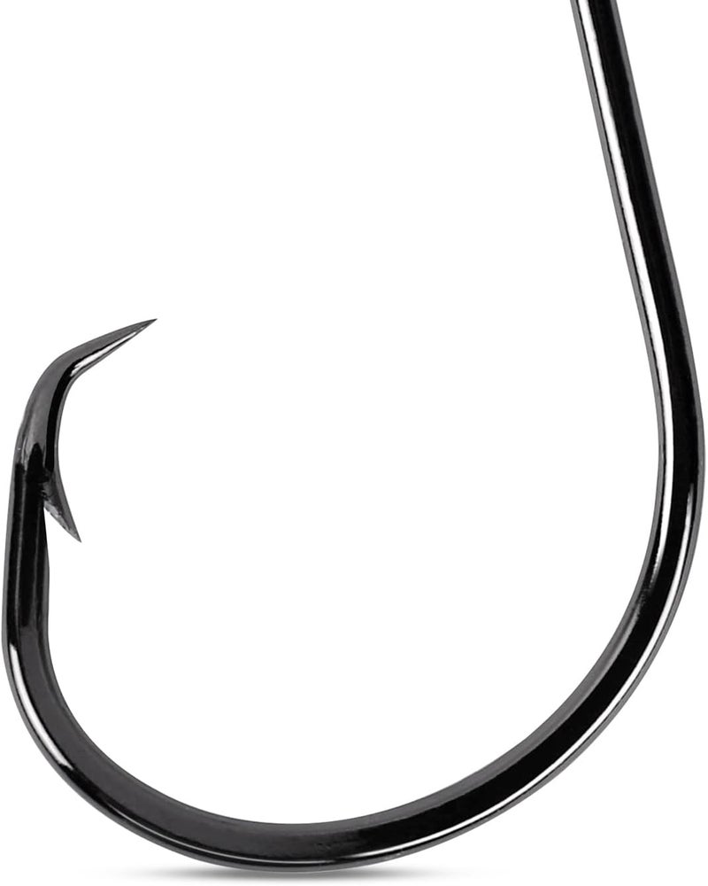 UCEC Circle Hooks Fishing Hooks 2X Strong Offset Circle Hooks Saltwater Black High Carbon Steel Octopus Catfish Fishing Hooks Fishing Gear Tackle 150pcs/ 240pcs - Size:#1 1/0 2/0 3/0 4/0 5/0 6/0 8/0 - Image 2