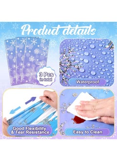 Oudain 3 Packs Winter Snowflake Plastic Tablecloth Christmas Snowflake Tablecloth Blue And Purple Disposable Snowflake Table Cover Winter Wonderland Table Decorations For Party Supplies, 54 X 108 Inch  - Image 3