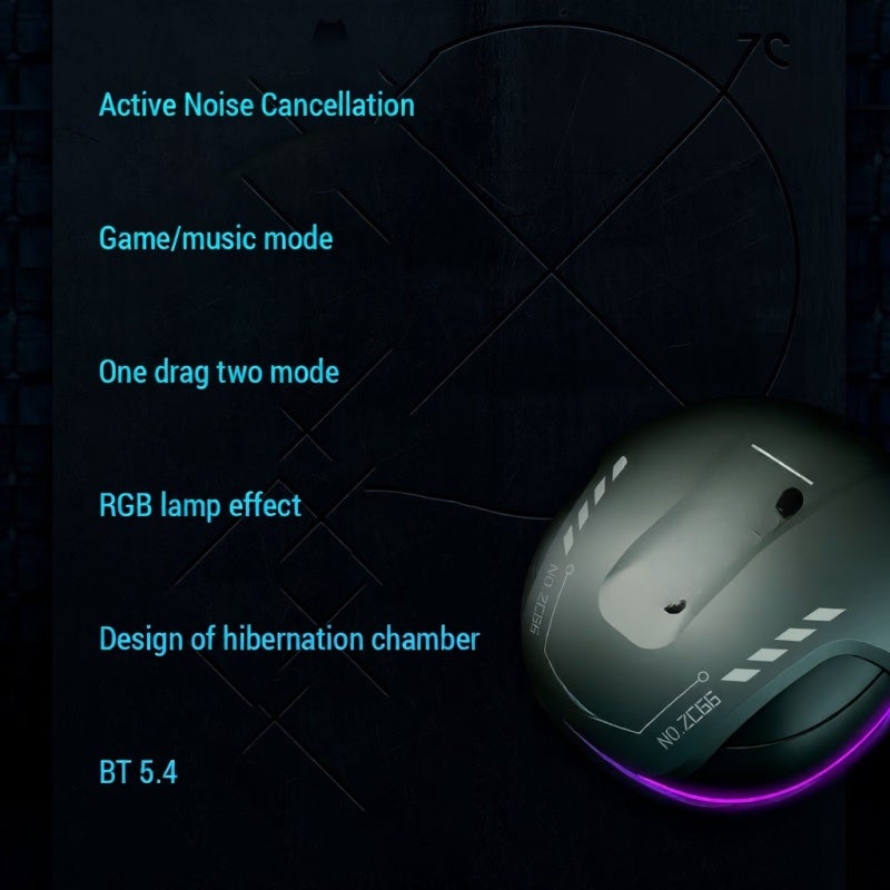 ZOMBIESCAT Wireless Earbuds Bluetooth 5.4 Active Noise Cancellation ANC Earphones - Low Latency Gaming Mode HIFI Sound Intelligent One-to-two Connection for Immersive Audio Experience - Image 5