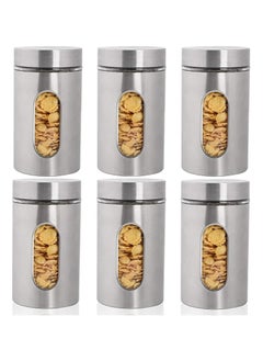 TOMSHOO Stainless Steel Food Storage Canister Sets,Set of 6 Airtight Sugar Coffee Tea Candy Storage Jars 950ml  - Image 1