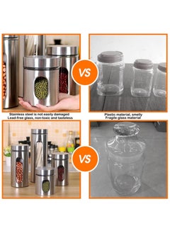 TOMSHOO Stainless Steel Food Storage Canister Sets,Set of 6 Airtight Sugar Coffee Tea Candy Storage Jars 950ml  - Image 5