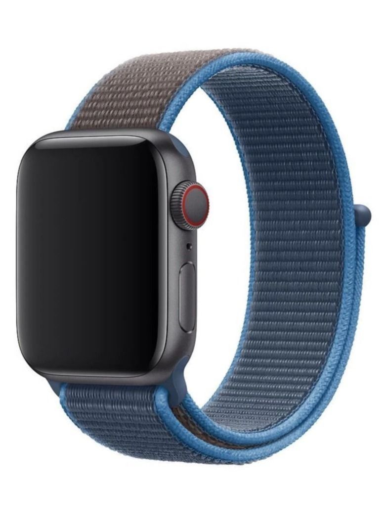 Apple Watch 42mm 44mm 45mm Nylon Sport Loop Band Compatible with iWatch Series 7/SE/6/5/ Surf Blue - Image 1