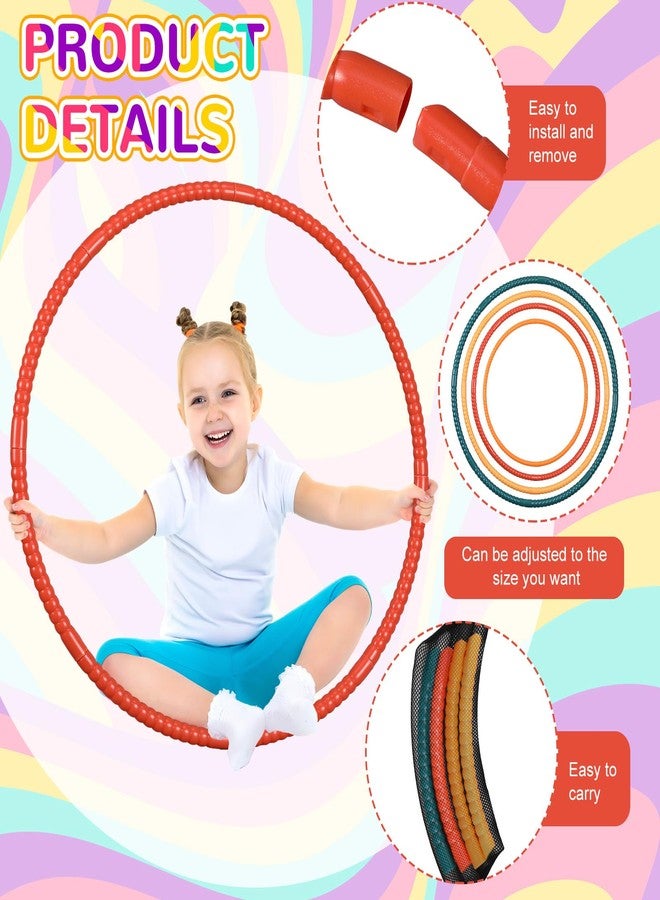 Sratte 8 Pcs Color Hoop Detachable Adjustable Hoop Exercise Ring Plastic Toys for Teens Games Gymnastics Dog Agility Equipment Party Decor, 4 Colors (28 Inch,Natural Color) - Image 2