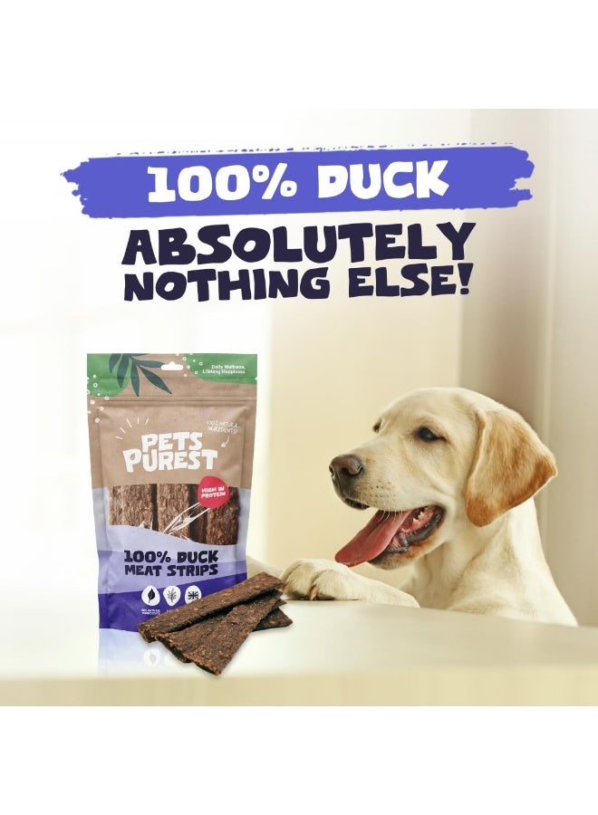 Pets Purest Duck Dog Treats, Air-Dried Strip Duck Fillets for Dogs - 100% Natural Dog Chews, Grain Free, High Protein, Raw Treats Suitable for Puppy & Senior - 100g - Image 2