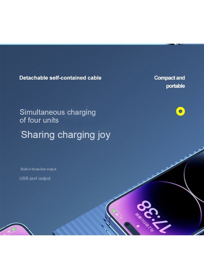 20,000mAh Portable Power Bank with Built-in Cable - Compact and High-Capacity Charger - Image 3