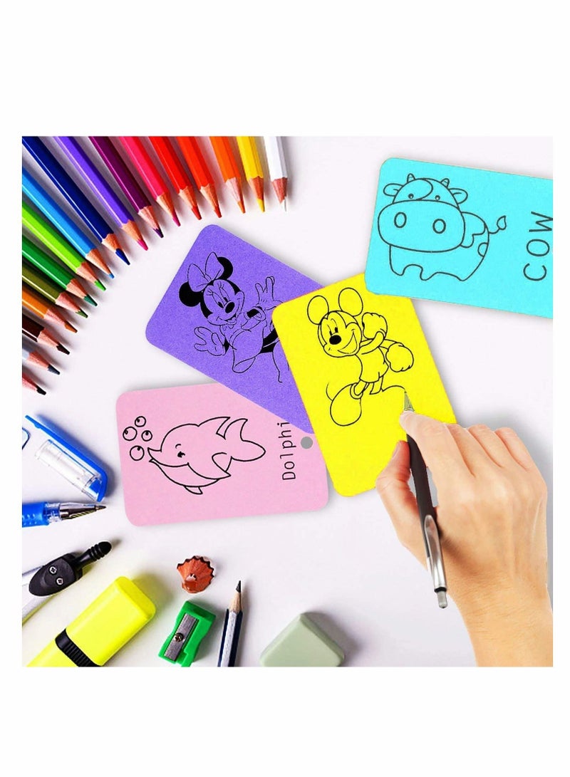 Excefore Pack of 7 Binder Ring Easy Flip Flash Kraft Paper Study Cards, 350 Pieces Multicolor - Image 3