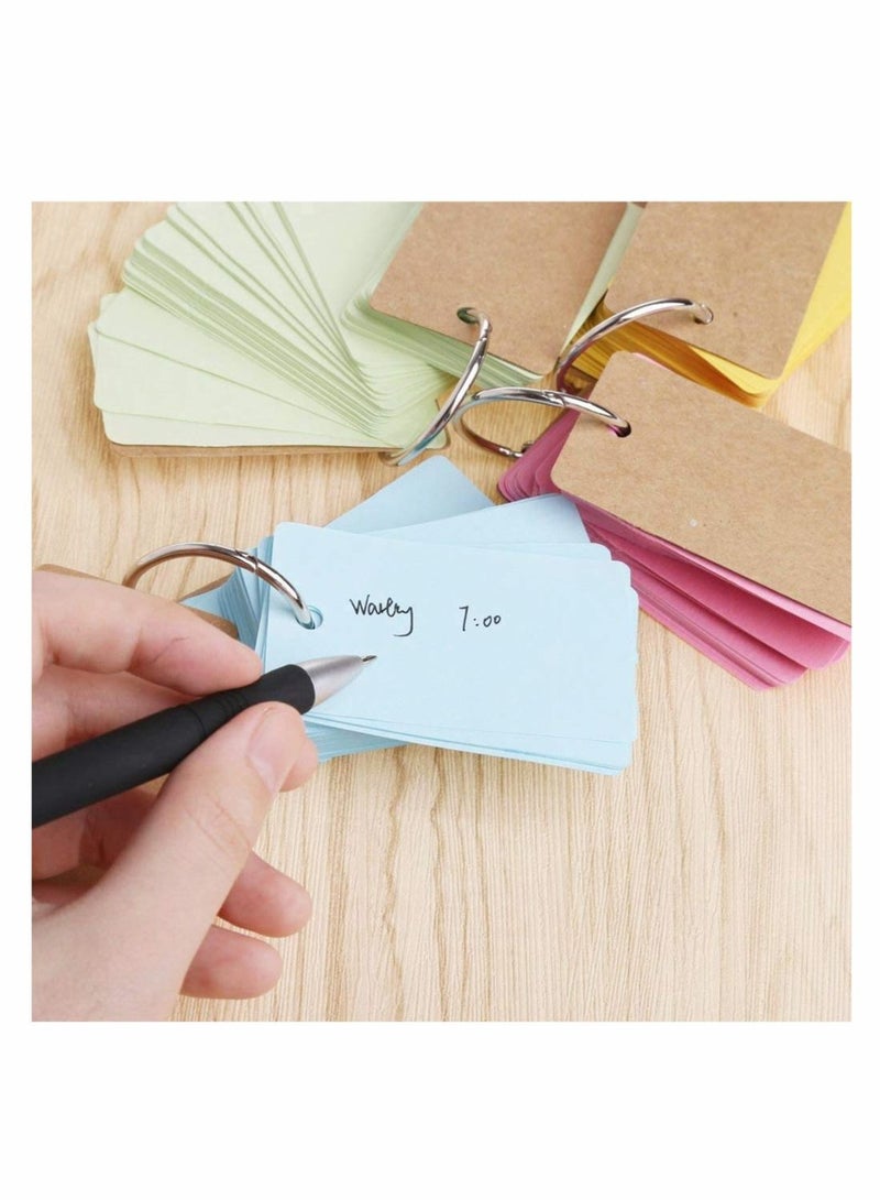 Excefore Pack of 7 Binder Ring Easy Flip Flash Kraft Paper Study Cards, 350 Pieces Multicolor - Image 2