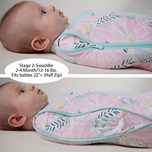 Woombie Grow with Me Baby Swaddle, Convertible Swaddle Fits 0-9 Months, Expands to Wearable Blanket for up to 18 Months, Elephants Pink - Image 3