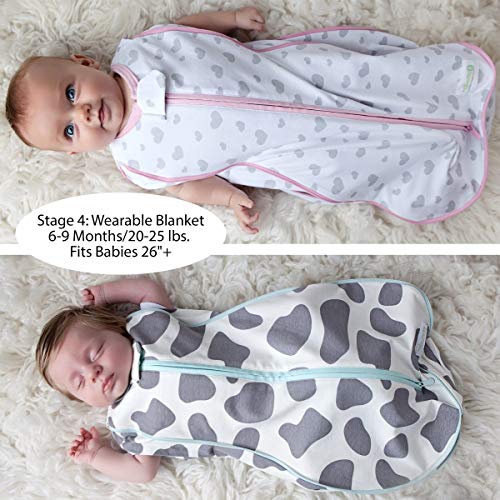 Woombie Grow with Me Baby Swaddle, Convertible Swaddle Fits 0-9 Months, Expands to Wearable Blanket for up to 18 Months, Elephants Pink - Image 5