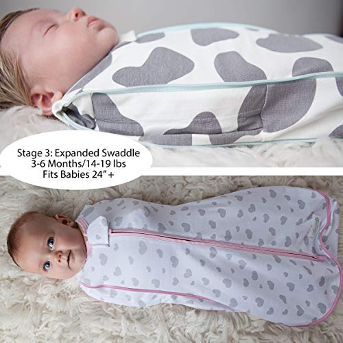 Woombie Grow with Me Baby Swaddle, Convertible Swaddle Fits 0-9 Months, Expands to Wearable Blanket for up to 18 Months, Elephants Pink - Image 4