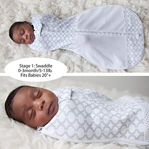 Woombie Grow with Me Baby Swaddle, Convertible Swaddle Fits 0-9 Months, Expands to Wearable Blanket for up to 18 Months, Elephants Pink - Image 2