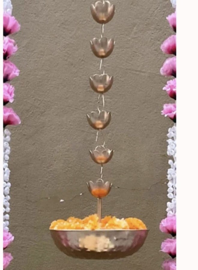 AGAAS ENTERPRISES Metal Hanging Urli Bowl Showpice For Floating Flowers Tealight Candles Diwali Decoration Pooja Room Decoration_Metal Colour, Gold - Image 3