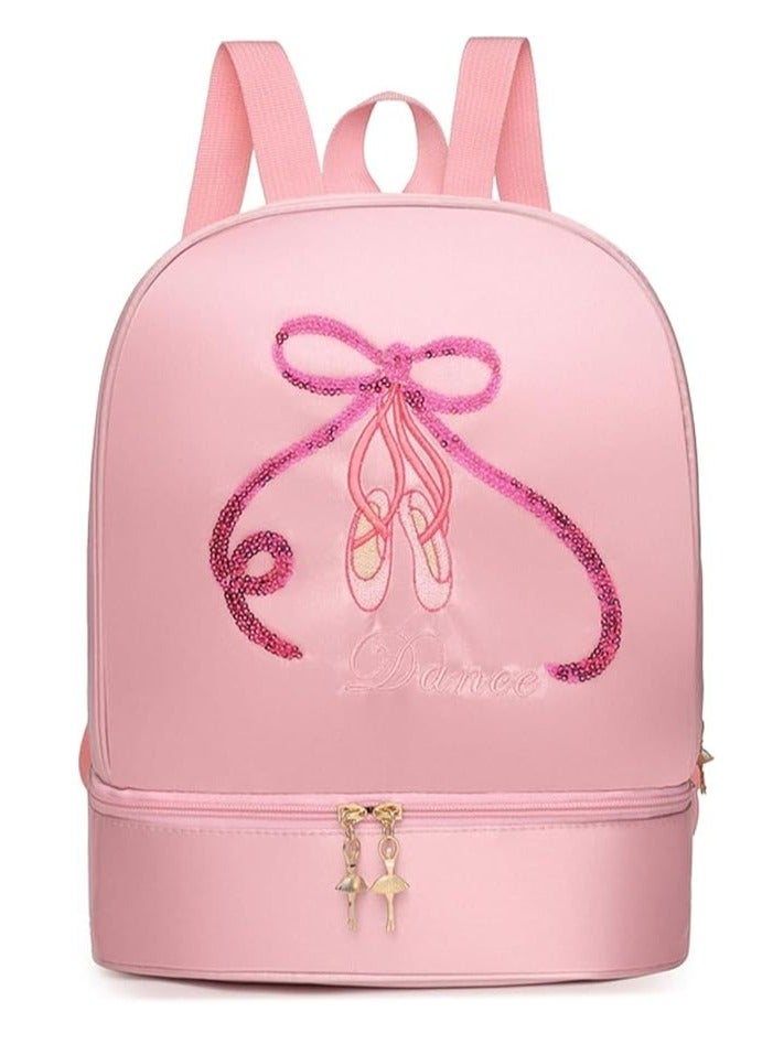 FengSVMA Ballet Dance Backpack with Separate Shoe Compartment,Little Girls Ballerina Bag Embroidery Dance Toddler Bag Storage Bag,Pink - Image 1