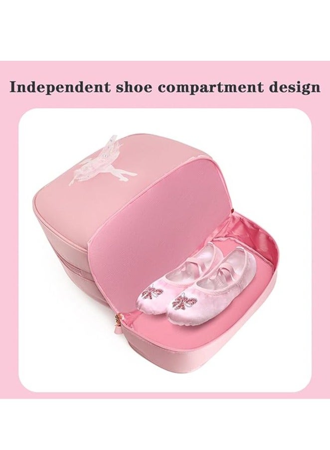 FengSVMA Ballet Dance Backpack with Separate Shoe Compartment,Little Girls Ballerina Bag Embroidery Dance Toddler Bag Storage Bag,Pink - Image 2