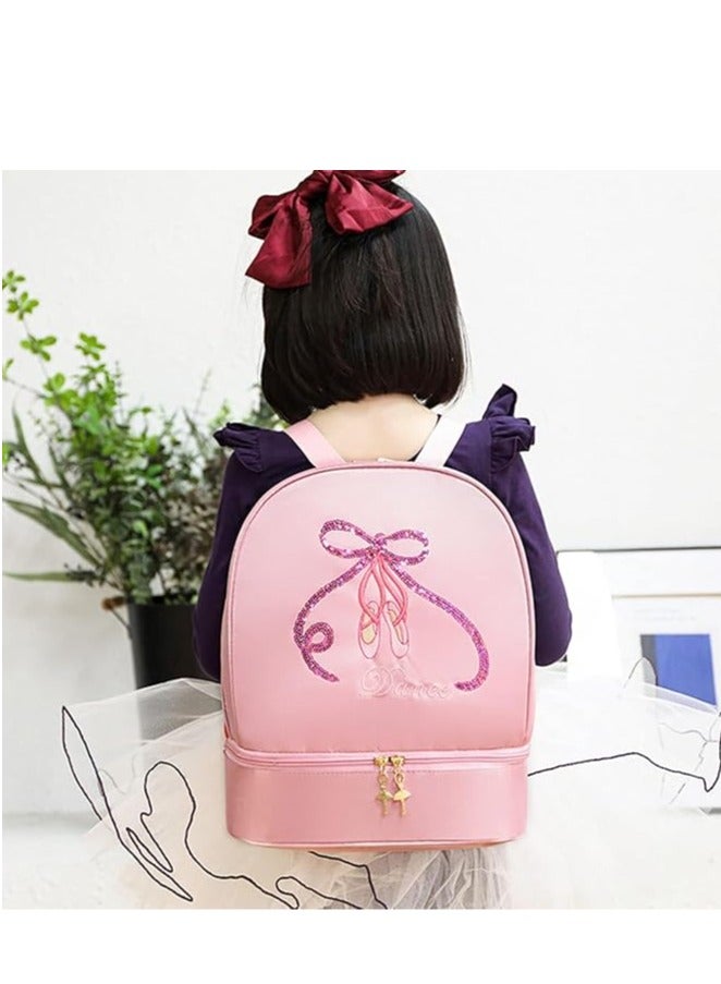 FengSVMA Ballet Dance Backpack with Separate Shoe Compartment,Little Girls Ballerina Bag Embroidery Dance Toddler Bag Storage Bag,Pink - Image 4