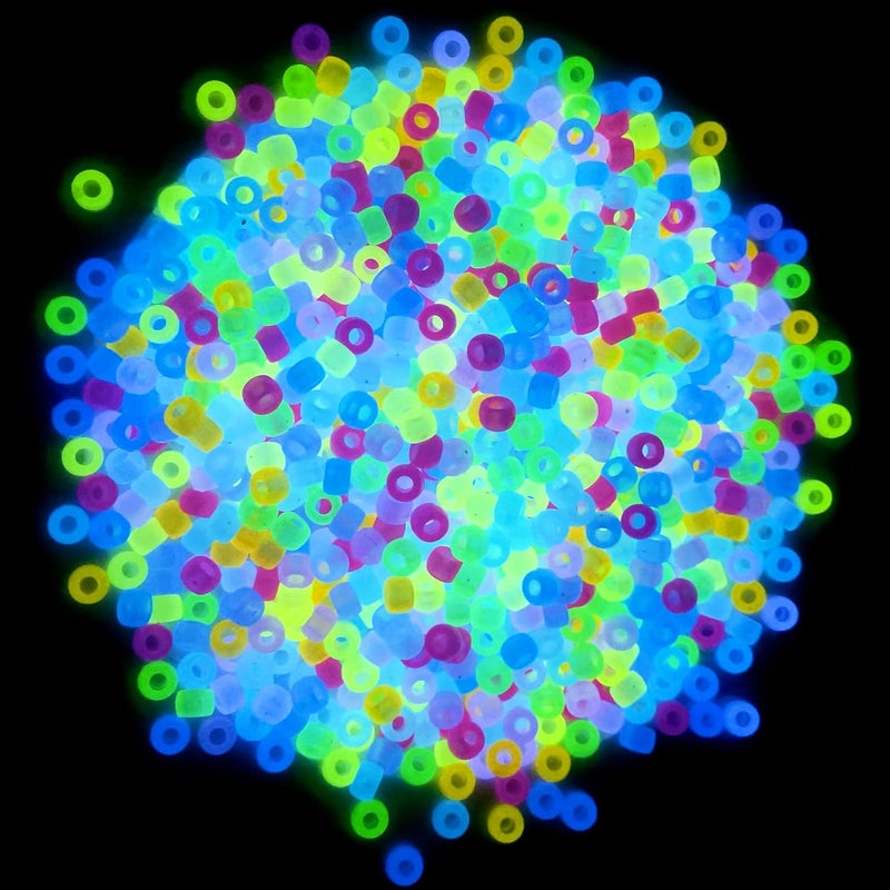 Looconi Amaney 500 Pcs Pony Beads Multi Color Glow in The Dark Big Hole for Jewelry Making - Image 1