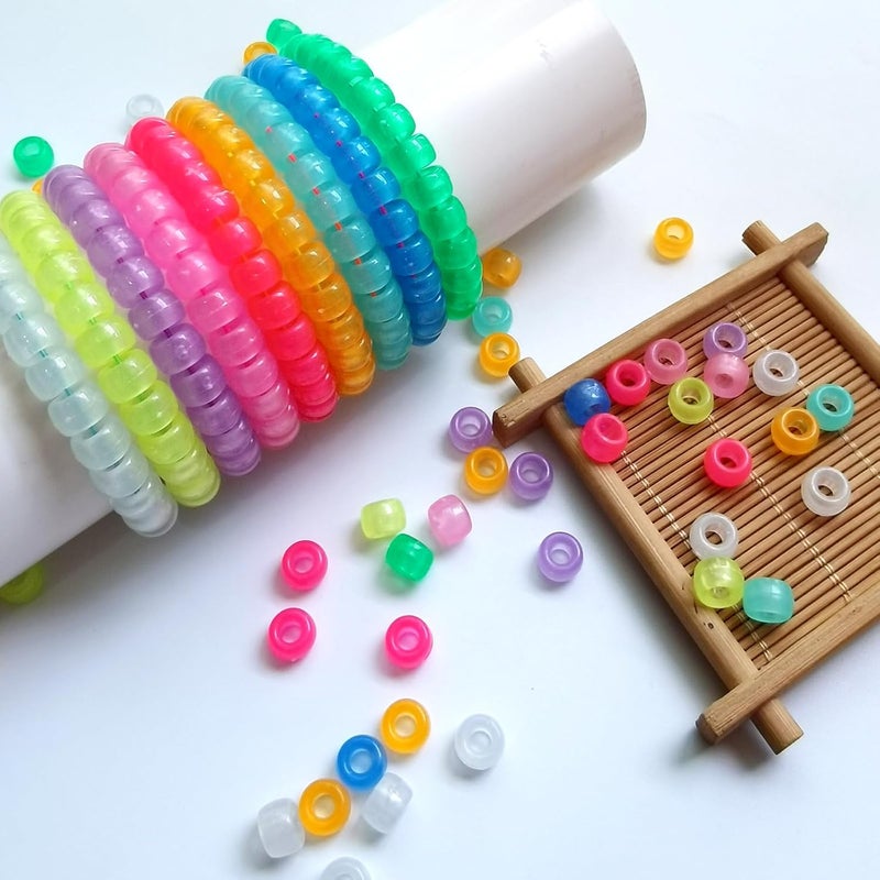 Looconi Amaney 500 Pcs Pony Beads Multi Color Glow in The Dark Big Hole for Jewelry Making - Image 4