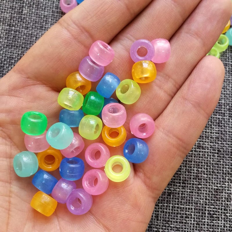 Looconi Amaney 500 Pcs Pony Beads Multi Color Glow in The Dark Big Hole for Jewelry Making - Image 2