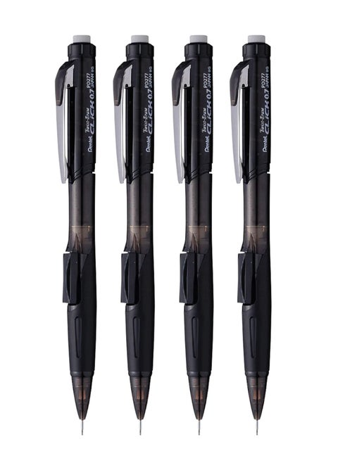 4-Piece Mechanical Pencil 0.7mm Tip Black Body