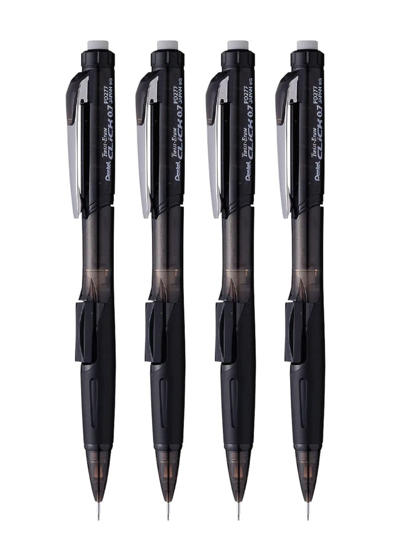 Pentel 4-Piece Mechanical Pencil 0.7mm Tip Black Body - Image 1
