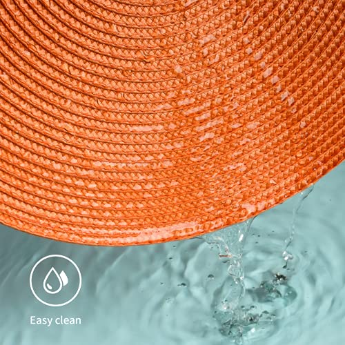 FunWheat Round Braided Placemats Set of 6 Table Mats for Dining Tables Woven Washable Non-Slip Place mats 15 inch(Orange, 6pcs) - Image 3