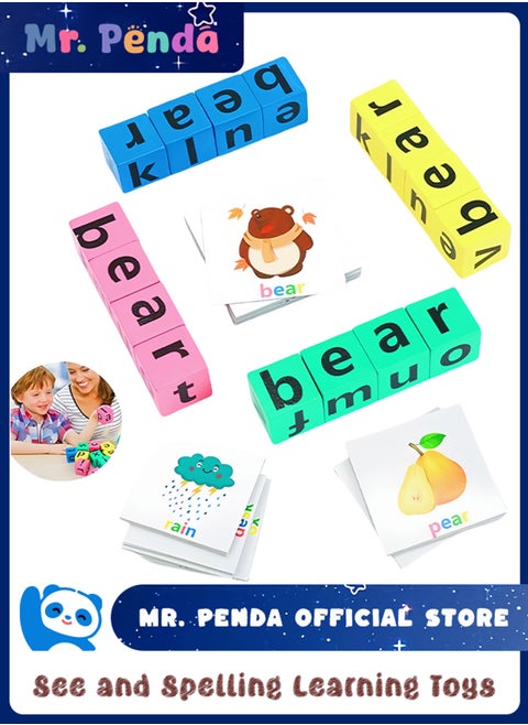 40 PCS Flash Cards Learning Games for Kids, Spelling Phonics Games, Alphabet Building Blocks Toy, Montessori Toys Gifts