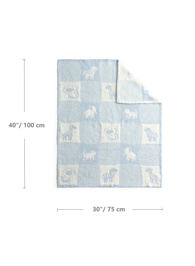 CREVENT 76x102cm Cozy Soft Warm Chenille Baby Blanket for Girls Boys, Newborn Essentials for Infant, Baby Shower - Animal Blue - Image 5