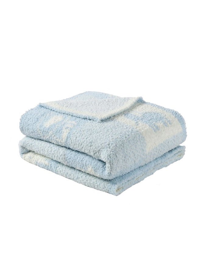 CREVENT 76x102cm Cozy Soft Warm Chenille Baby Blanket for Girls Boys, Newborn Essentials for Infant, Baby Shower - Animal Blue - Image 1