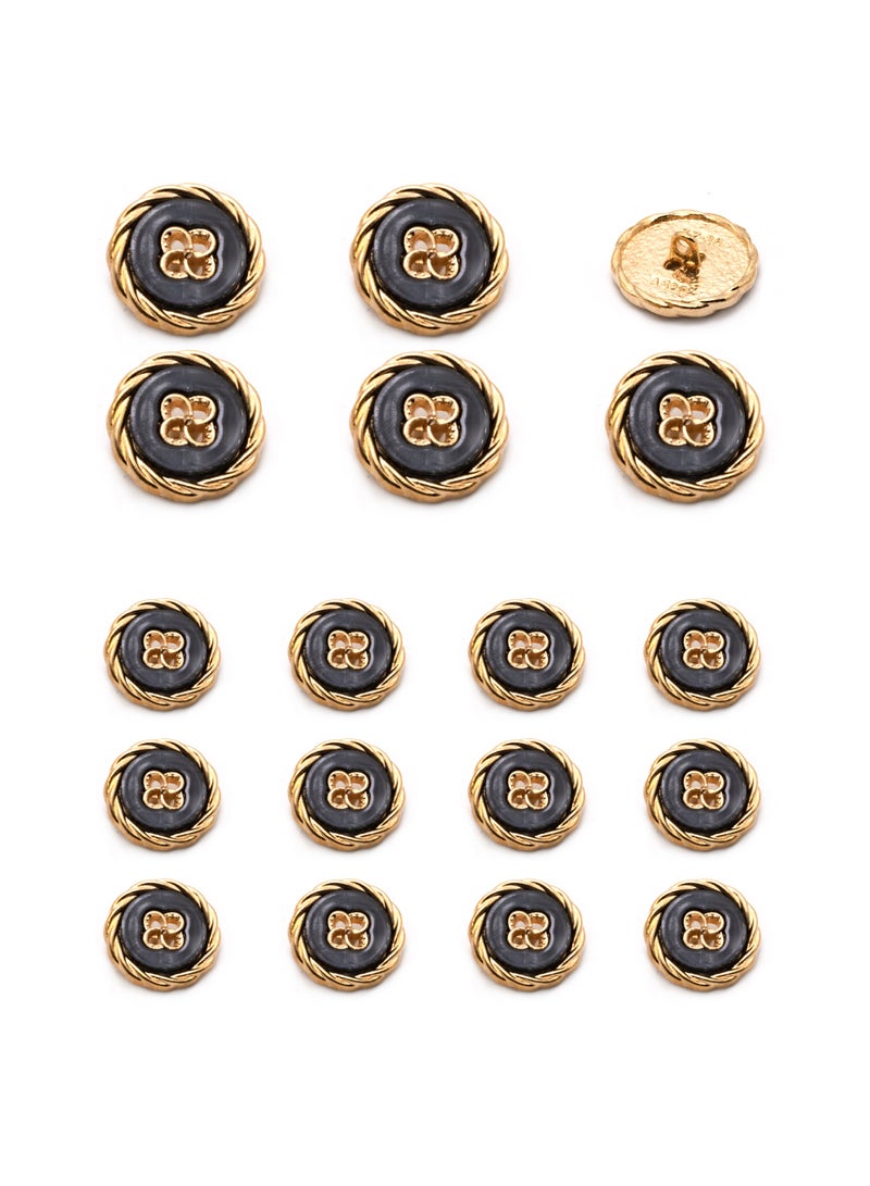 18 Pcs and 2 Sizes Metal Button Set. Round Shape Gold color Borders and Best Looking Shape, (Gold + White)  - Image 3