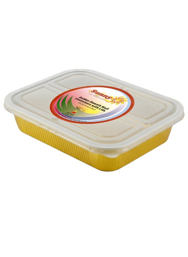 صني اختيارك المشرق علبة صني من رقائق الألومنيوم مع غطاء - علبة تخزين طعام ذهبية، عبوة من ٤ قطع | حاويات للاستخدام مرة واحدة لتحضير الوجبات، والطلبات الخارجية، والخبز - Image 4