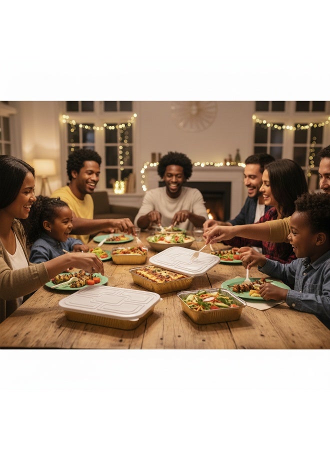 صني اختيارك المشرق علبة صني من رقائق الألومنيوم مع غطاء - علبة تخزين طعام ذهبية، عبوة من ٤ قطع | حاويات للاستخدام مرة واحدة لتحضير الوجبات، والطلبات الخارجية، والخبز - Image 5