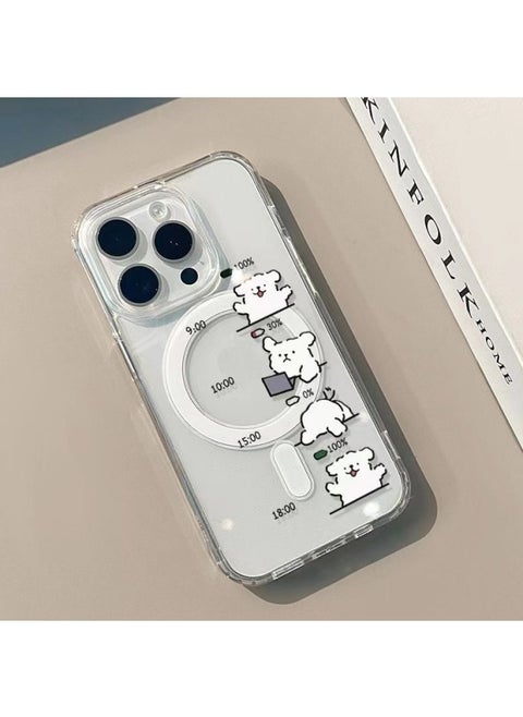 Dog Snowman For Apple IPhone16PROMAX With AI Camera Touch Smart Button Magnetic Suction Phone Case-Color:[camera Button] Magnetic Shell--white Background Work Puppy-Applicable Models:Apple 16promax