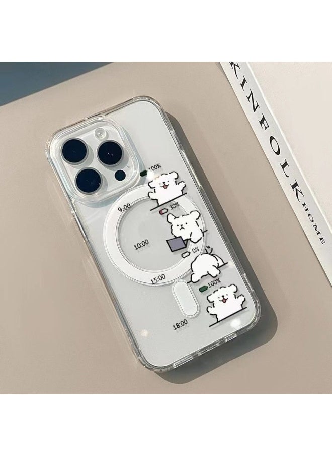 Dog Snowman For Apple IPhone16PROMAX With AI Camera Touch Smart Button Magnetic Suction Phone Case-Color:[camera Button] Magnetic Shell--white Background Work Puppy-Applicable Models:Apple 16promax