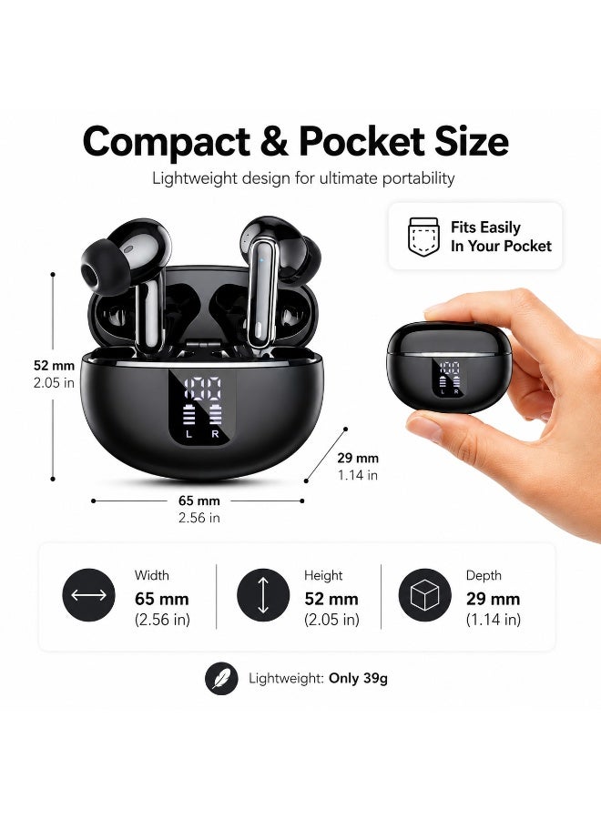 Wireless Bluetooth 5.4 Earbuds with LED Display Charging Case, 13mm Dynamic Drivers, Up to 48 Hours Playtime, Type-C Charging, In-Ear Stereo Earphones for Sports, Music and Calls, Compatible with iPhone and Android - Image 5