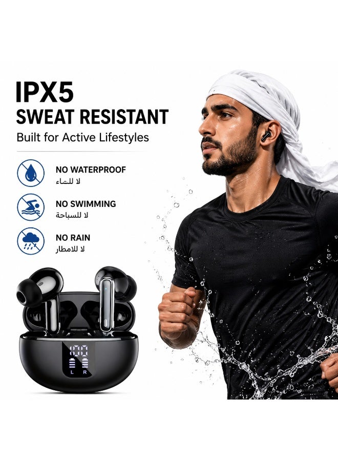 Wireless Bluetooth 5.4 Earbuds with LED Display Charging Case, 13mm Dynamic Drivers, Up to 48 Hours Playtime, Type-C Charging, In-Ear Stereo Earphones for Sports, Music and Calls, Compatible with iPhone and Android - Image 4
