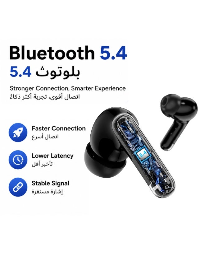 Wireless Bluetooth 5.4 Earbuds with LED Display Charging Case, 13mm Dynamic Drivers, Up to 48 Hours Playtime, Type-C Charging, In-Ear Stereo Earphones for Sports, Music and Calls, Compatible with iPhone and Android - Image 3
