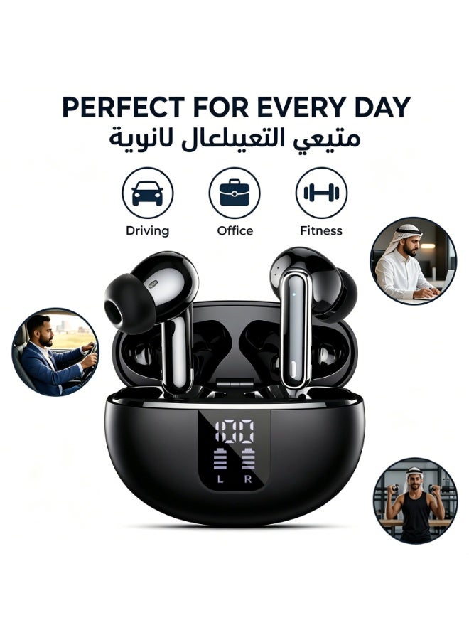 Wireless Bluetooth 5.4 Earbuds with LED Display Charging Case, 13mm Dynamic Drivers, Up to 48 Hours Playtime, Type-C Charging, In-Ear Stereo Earphones for Sports, Music and Calls, Compatible with iPhone and Android - Image 1